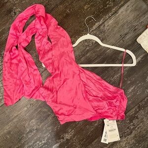 Zara Pink Crop Top with Ruched Detailing